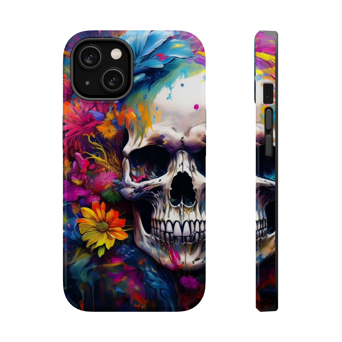 Colorful Floral Skull Magnetic Tough Phone Case