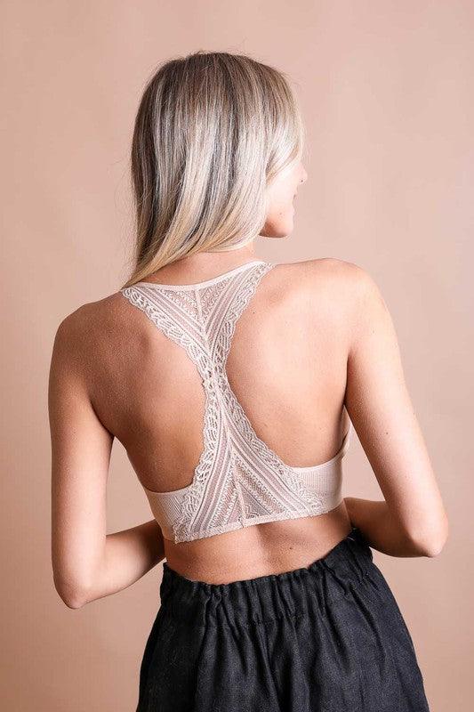 Seamless Front Lace Racerback Bralette - Studio 653