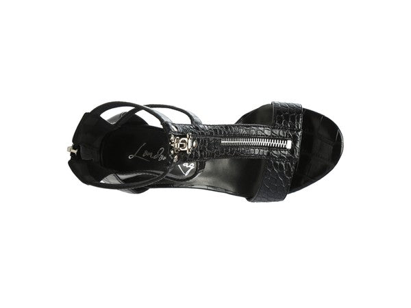 Rag Company Felicity Zip Up Croc Textured Sandals