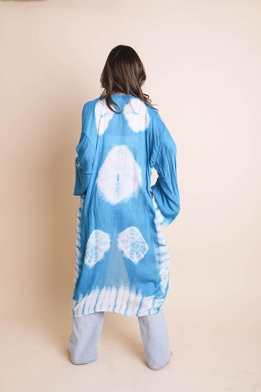 Tie-Dye Longline Kimono with Full Sleeves - Studio 653