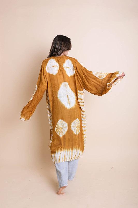 Tie-Dye Longline Kimono with Full Sleeves - Studio 653