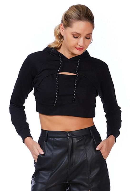 All Relaxed Front Slit Cropped Hoodie - Studio 653