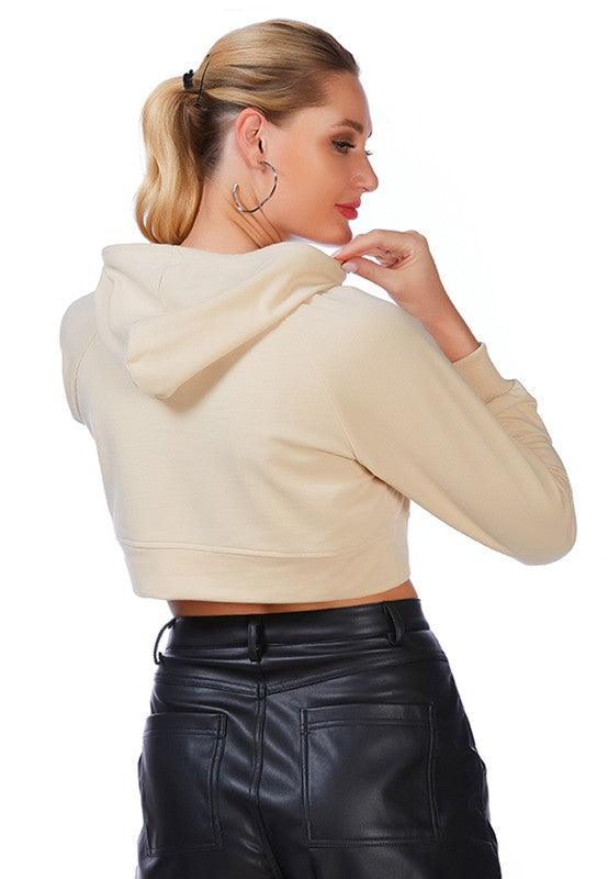 All Relaxed Front Slit Cropped Hoodie - Studio 653