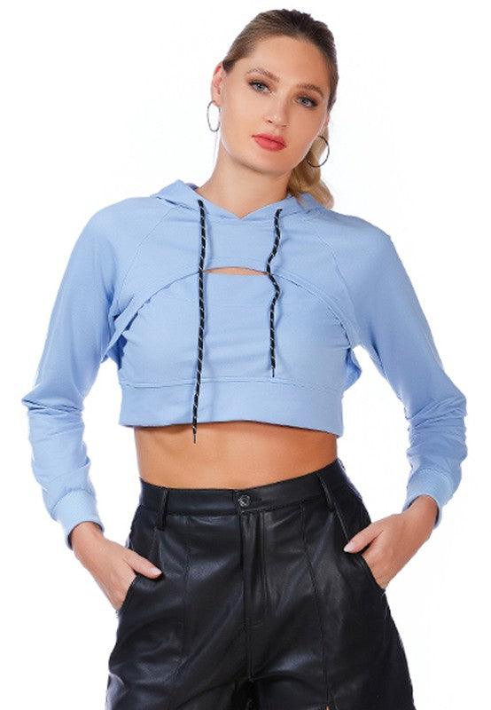 All Relaxed Front Slit Cropped Hoodie - Studio 653