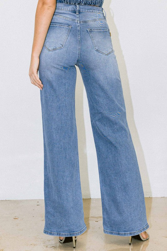 Vibrant M.I.U. Distressed Wide Fit Jeans