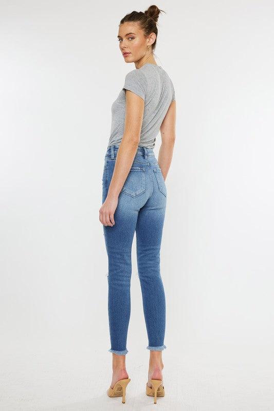 High-Rise Fray Hem Skinny Jeans - Studio 653