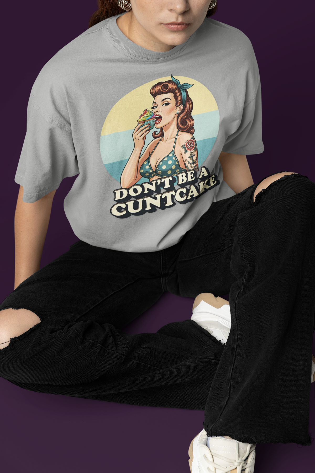 Retro Pin-Up "Don't Be a Cuntcake" Vintage Graphic T-Shirt
