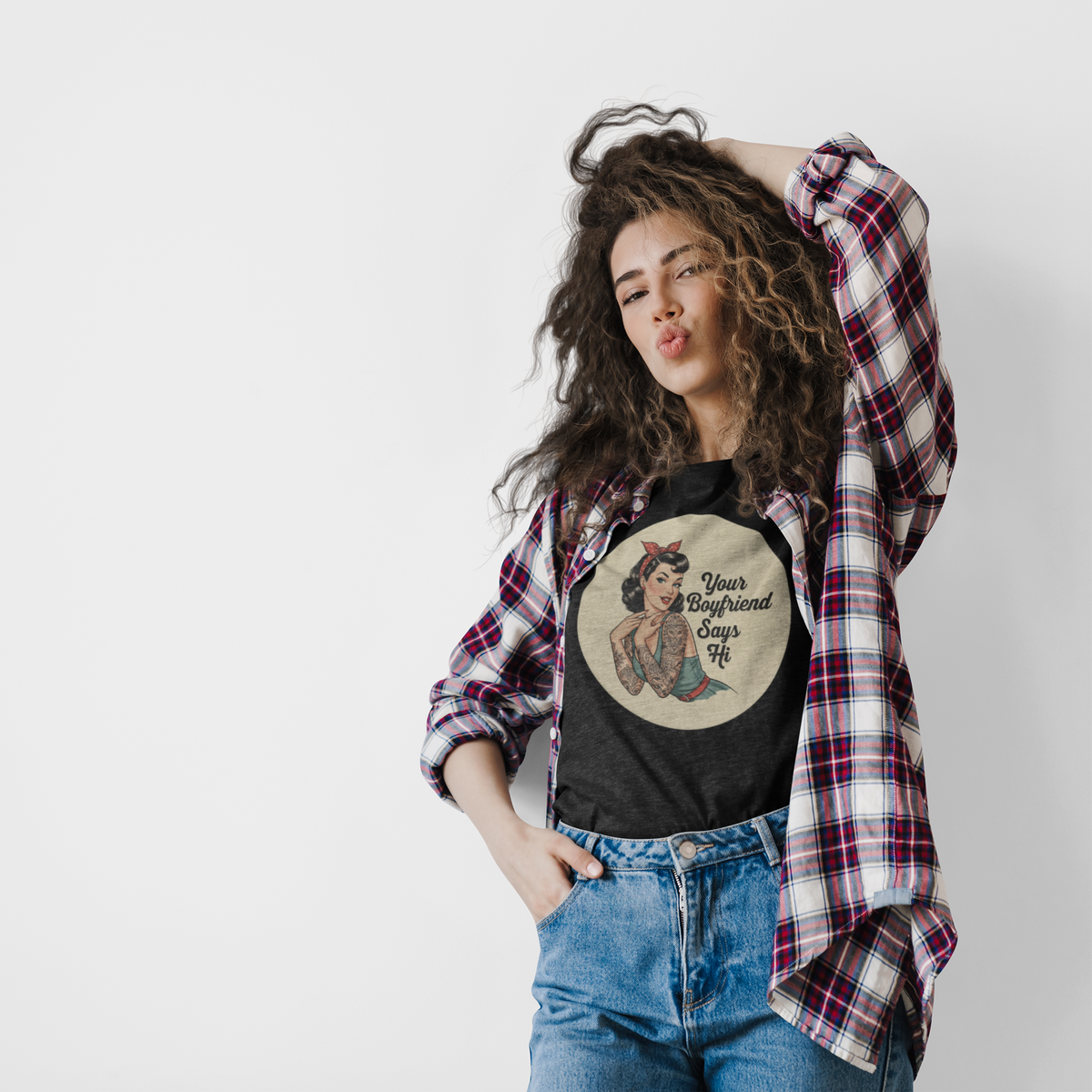 Your Boyfriend Says Hi Retro Pin-Up Tee