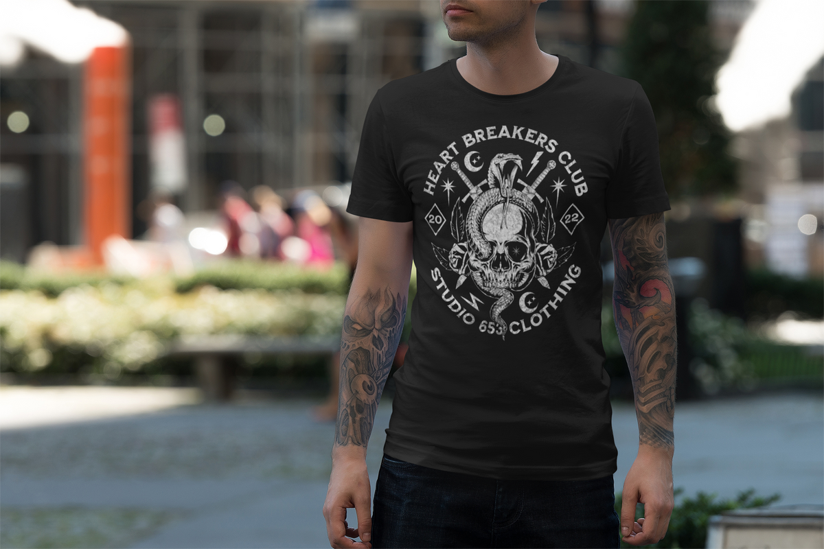 Heartbreakers Club Skull Guitar Vintage Graphic Tee