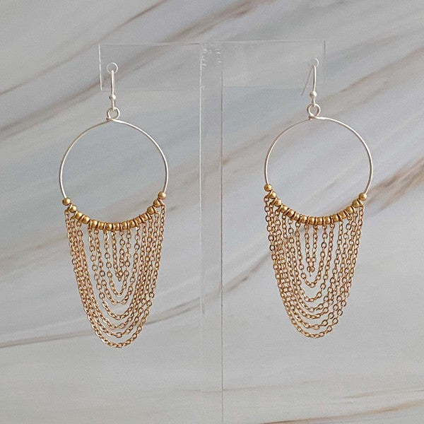 Ellison and Young Chain Drapes Two Tone Earrings