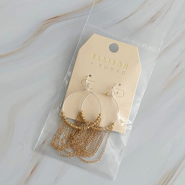 Ellison and Young Chain Drapes Two Tone Earrings
