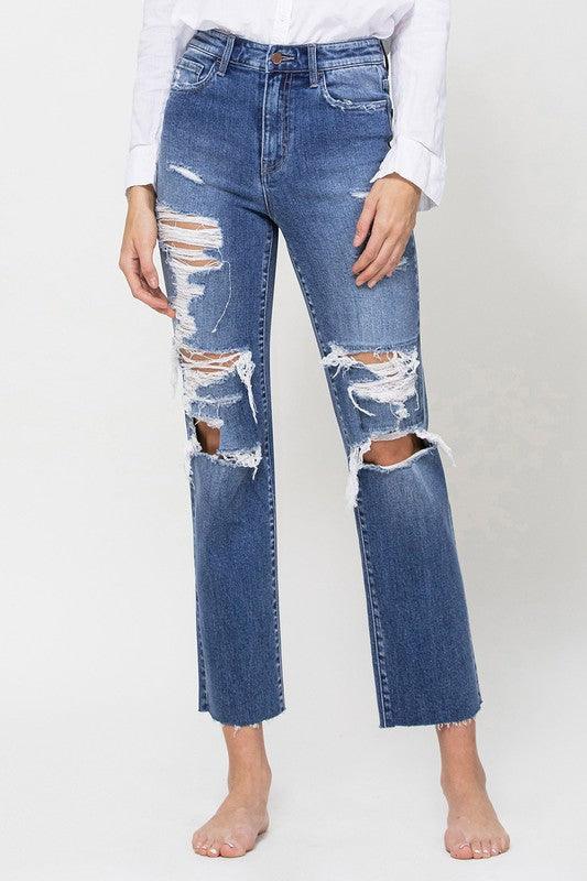 Distressed High-Rise Straight Leg Jean - Studio 653