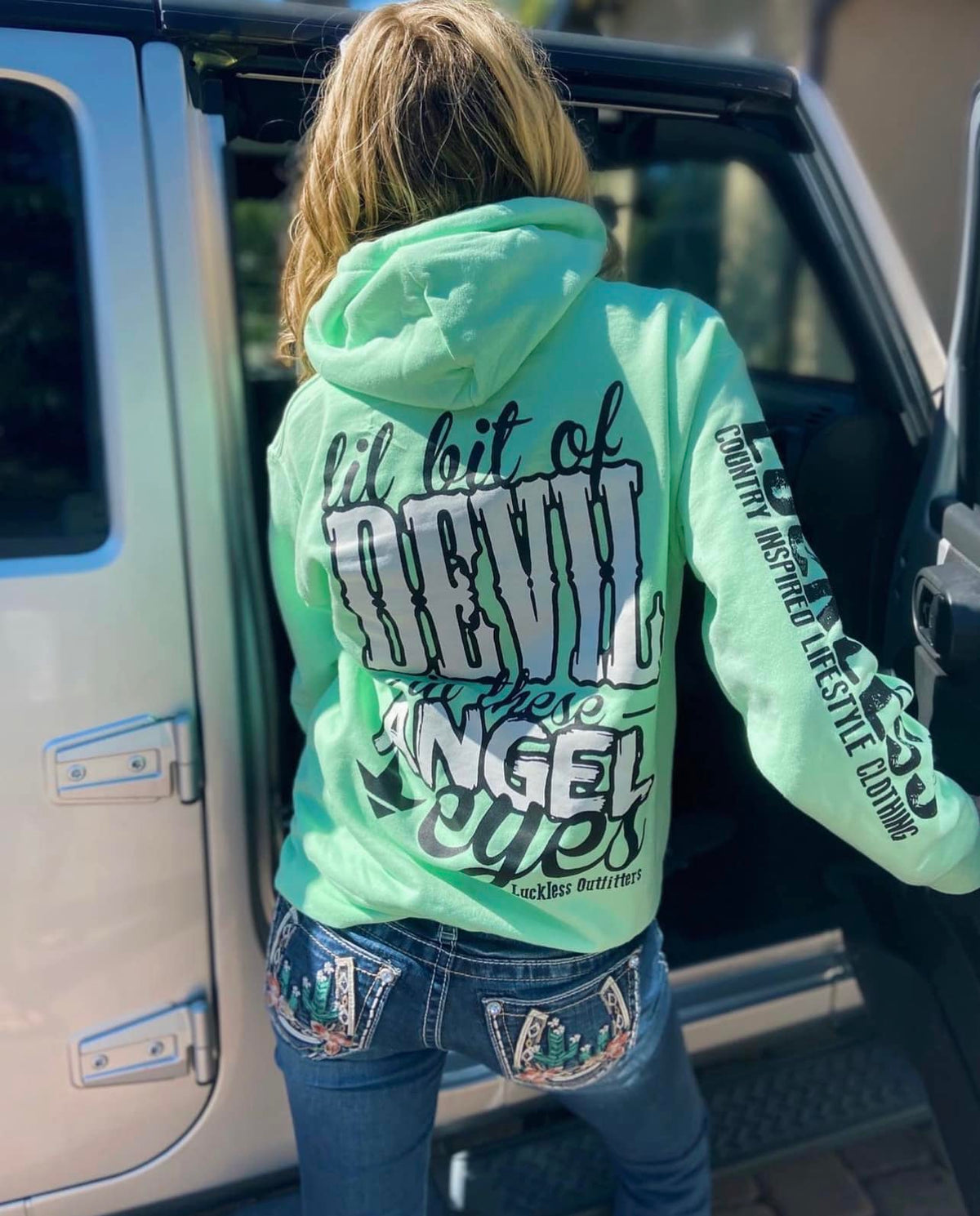 Lil Bit Of Devil in these Angel Eyes Hoodie - Studio 653