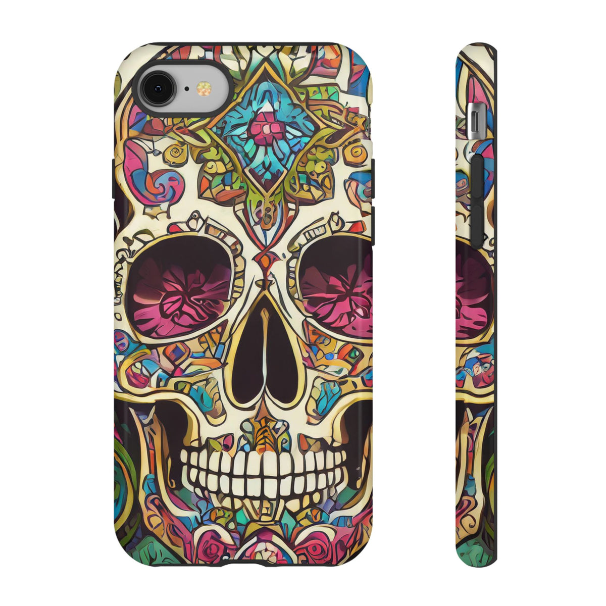 Colorful Sugar Skull iPhone Case - Tough and Stylish Protection