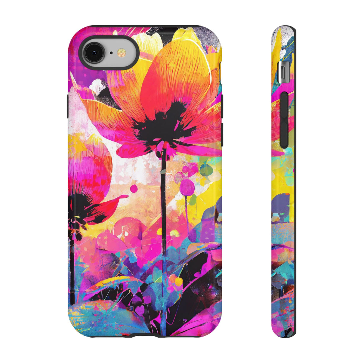 Neon Floral Tough Phone Case - Vibrant Flower Design for Nature Lovers