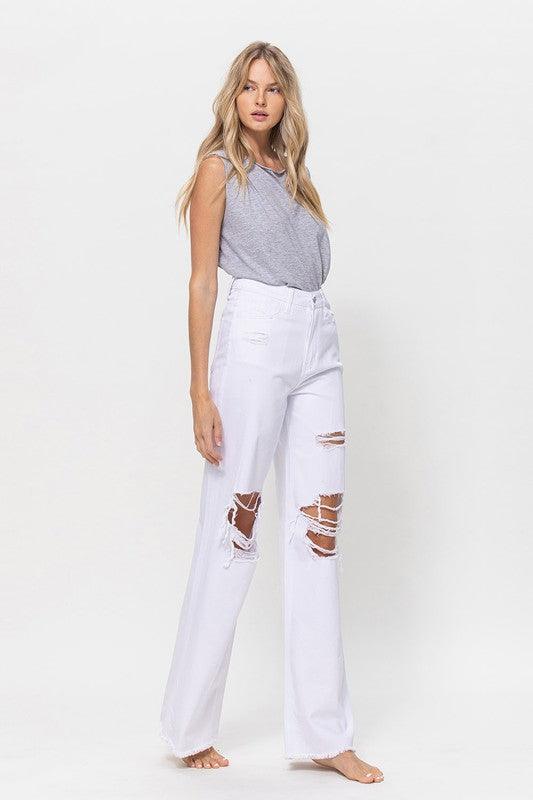 White Distressed 90's Vintage Boyfriend Jean - Studio 653