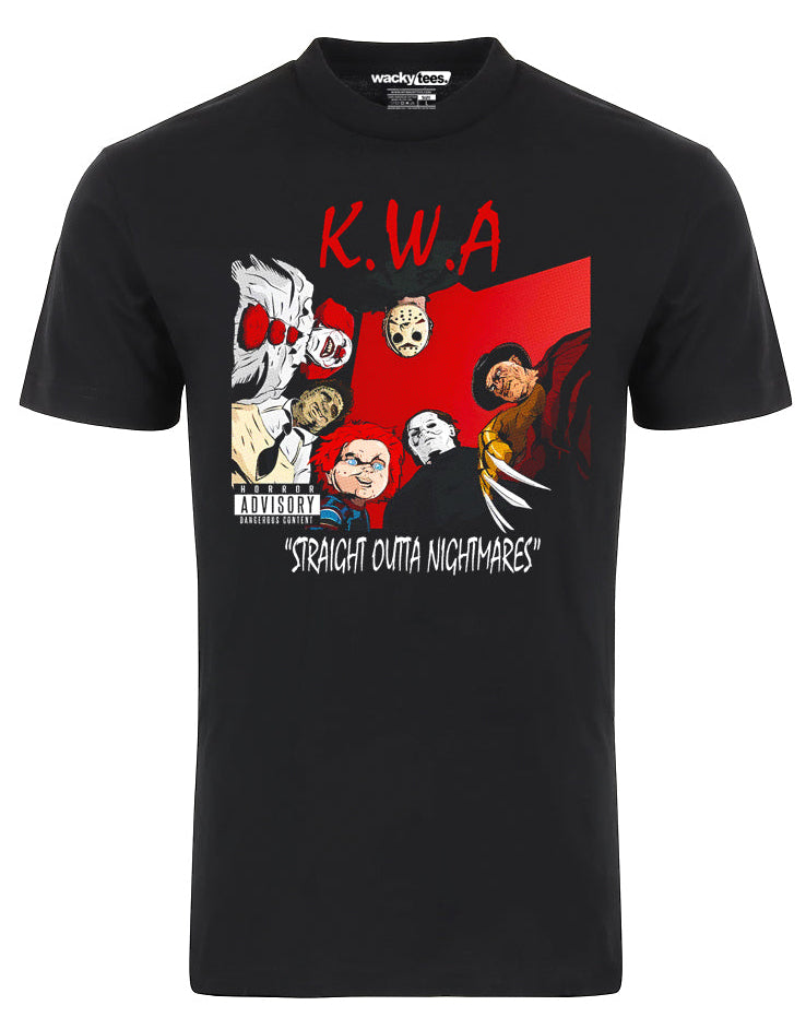 KWA Straight Out of Nightmares Album Halloween Terror Horror Graphic Tee Shirt