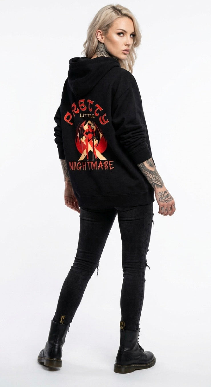 Pretty Little Nightmare Black Oversized Drop Shoulder Hoodie - Studio 653