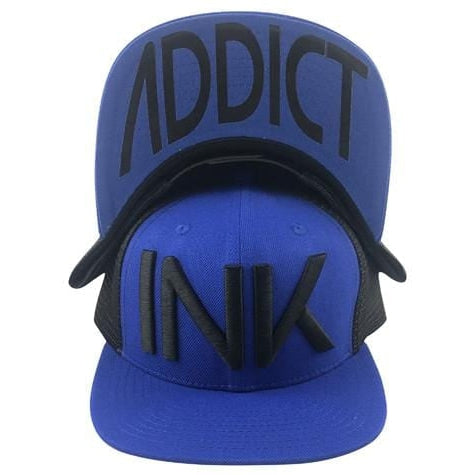 InkAddict INK Blue/Black Flat Bill Trucker