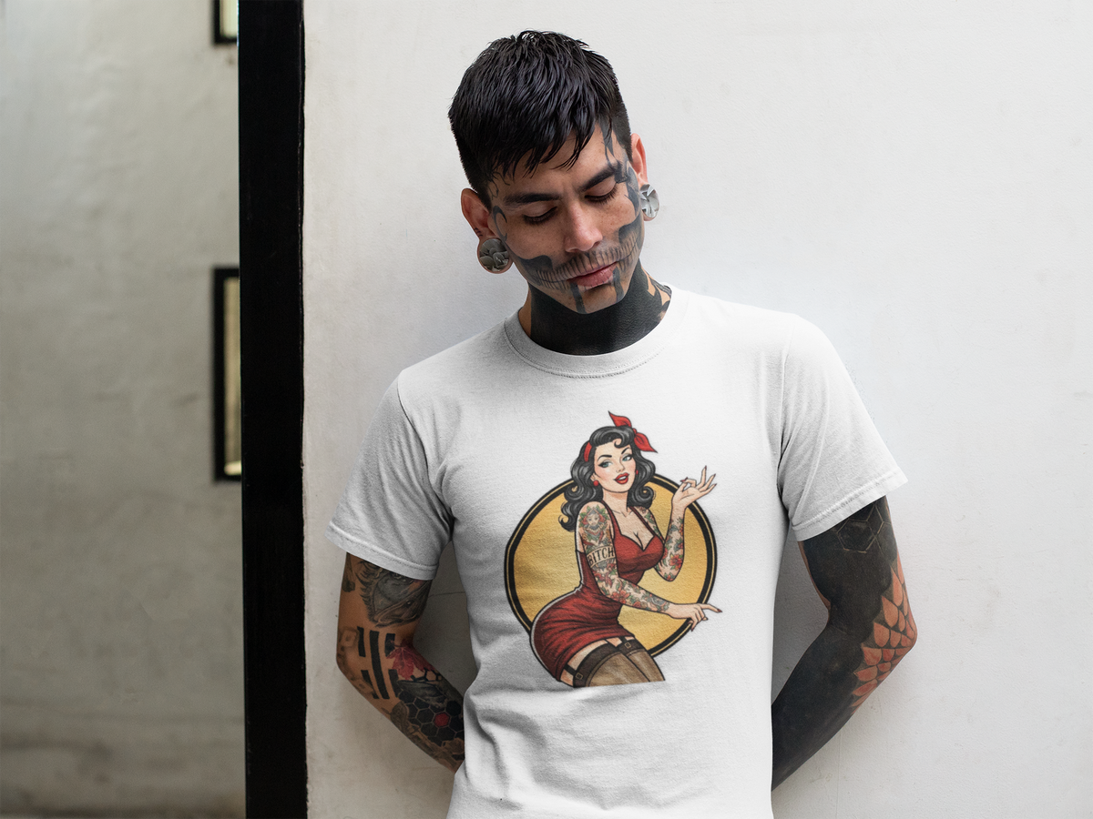 Retro Pin-Up "Bitch" Tattoo Graphic Tee