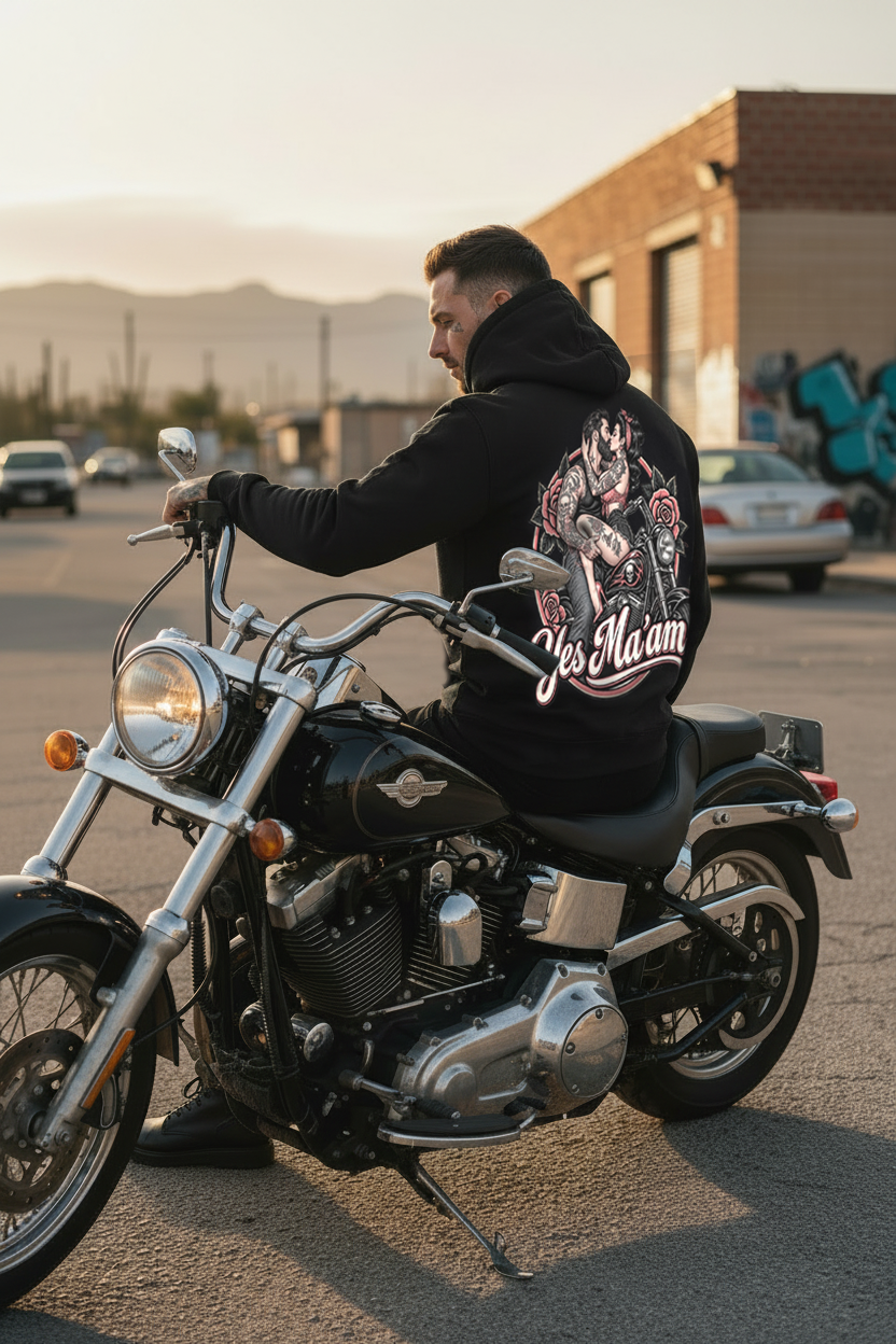 Yes Ma'am Black Fleeced Boxy Hoodie