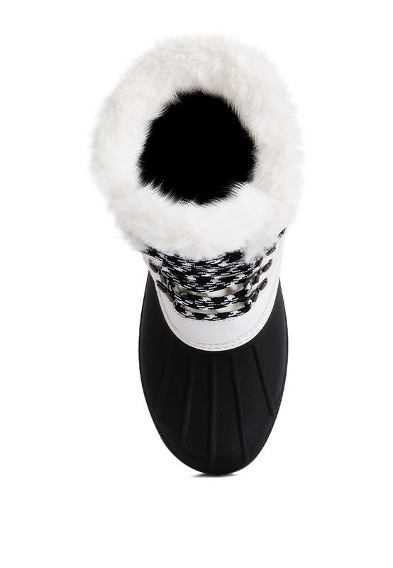 Rag Company Capucine Fur Collar Contrasting Lug Sole Boots