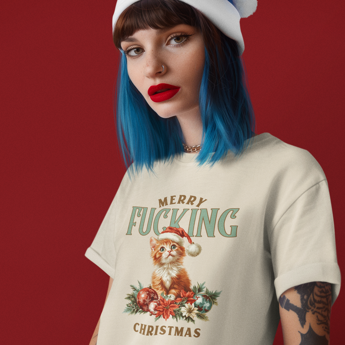 Merry F*cking Christmas Cat Graphic Tee