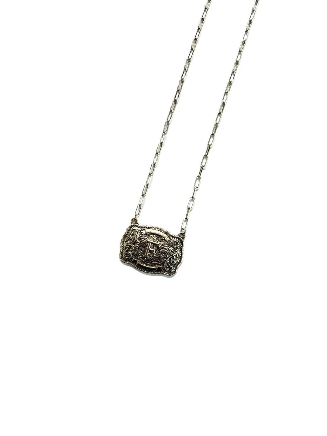 Belt Buckle Initial Necklace - Studio 653
