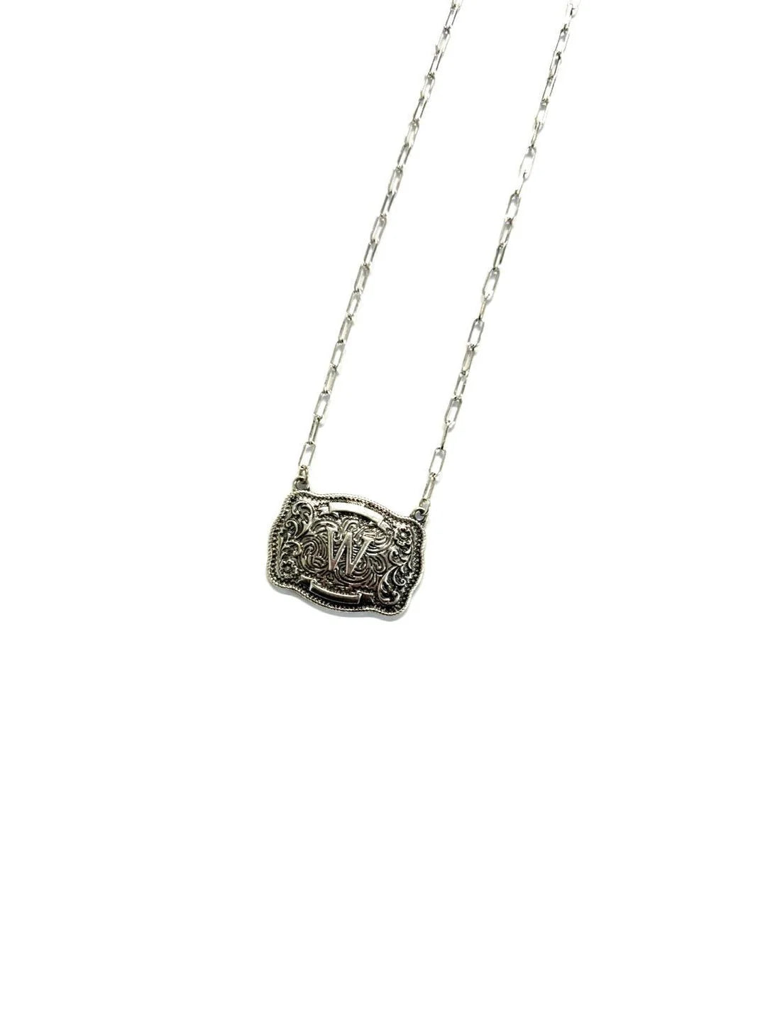 Belt Buckle Initial Necklace - Studio 653