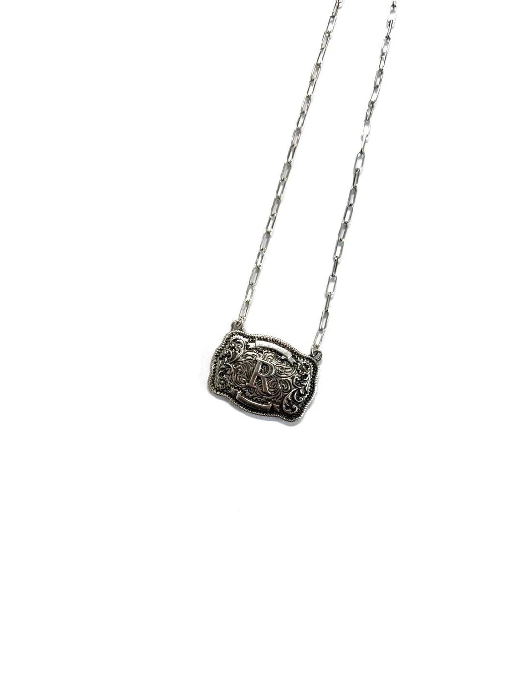 Belt Buckle Initial Necklace - Studio 653