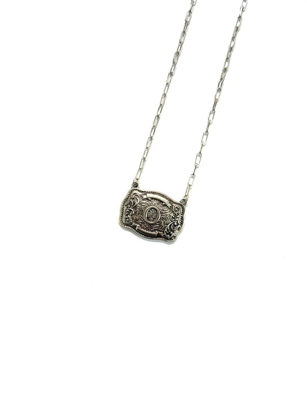 Belt Buckle Initial Necklace - Studio 653