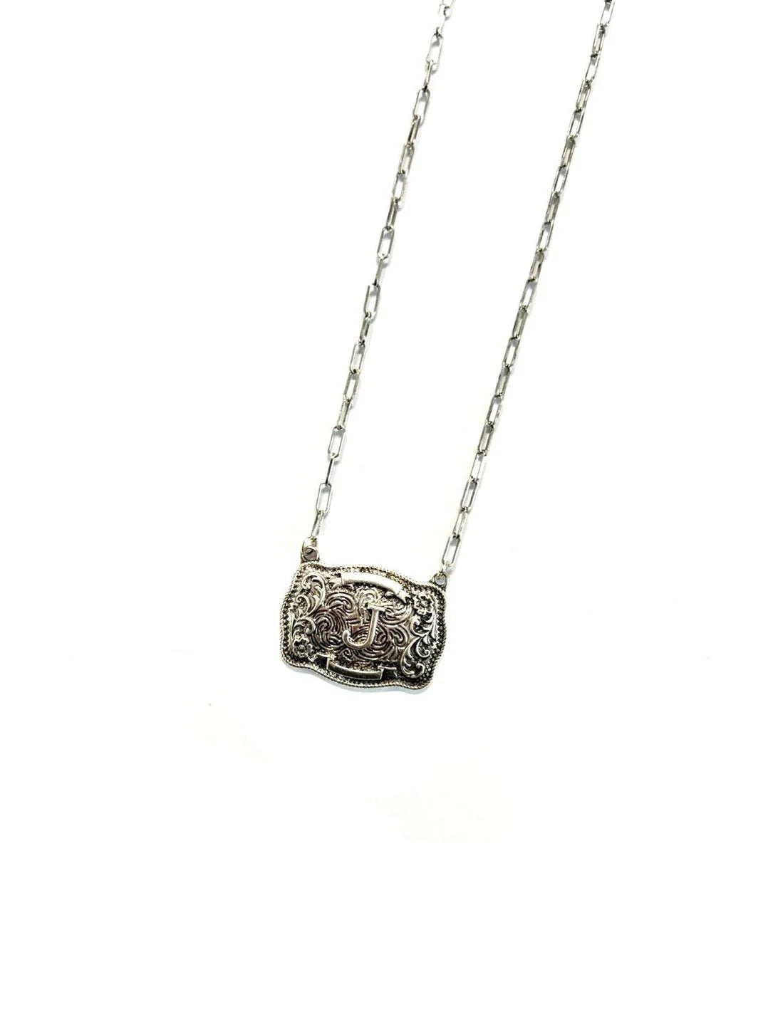 Belt Buckle Initial Necklace - Studio 653