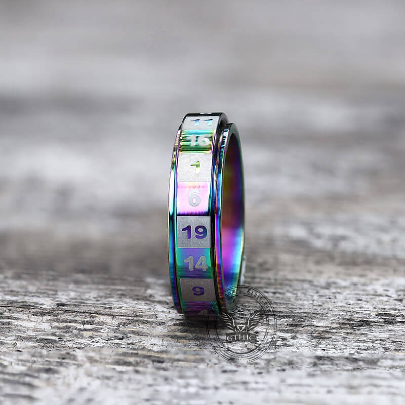 D20 Random Number Stainless Steel Spinner Dice Ring - Studio 653