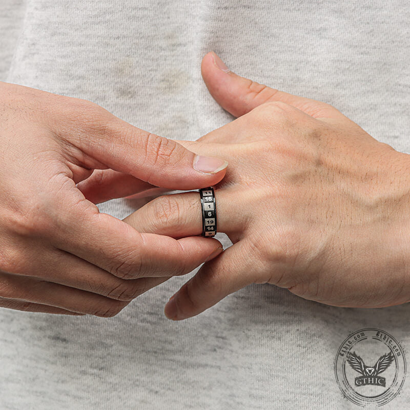 D20 Random Number Stainless Steel Spinner Dice Ring - Studio 653