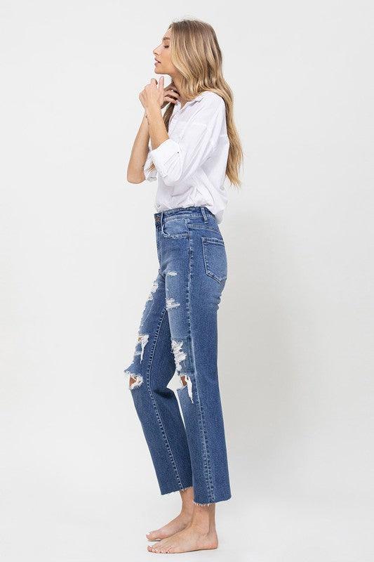 Distressed High-Rise Straight Leg Jean - Studio 653