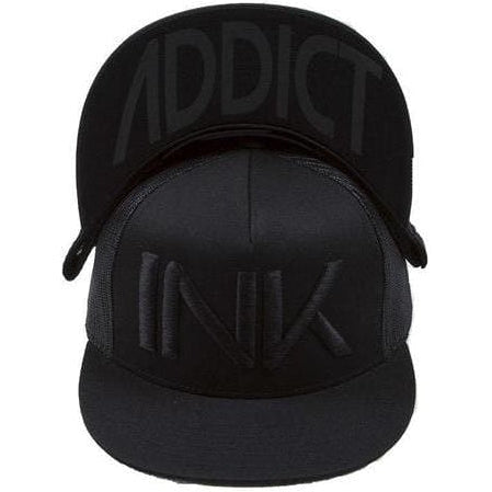InkAddict INK Black/Black Flat Bill Trucker