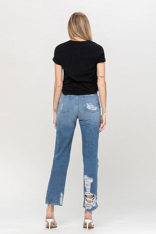 Mid-Rise Super High Tattered Ankle Straight Leg Jean - Studio 653