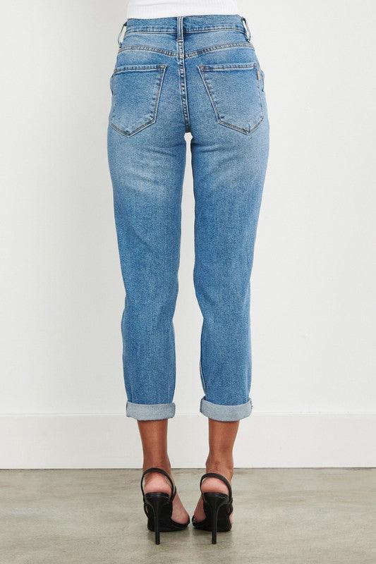 High-Waisted Boyfriend Jeans - Studio 653