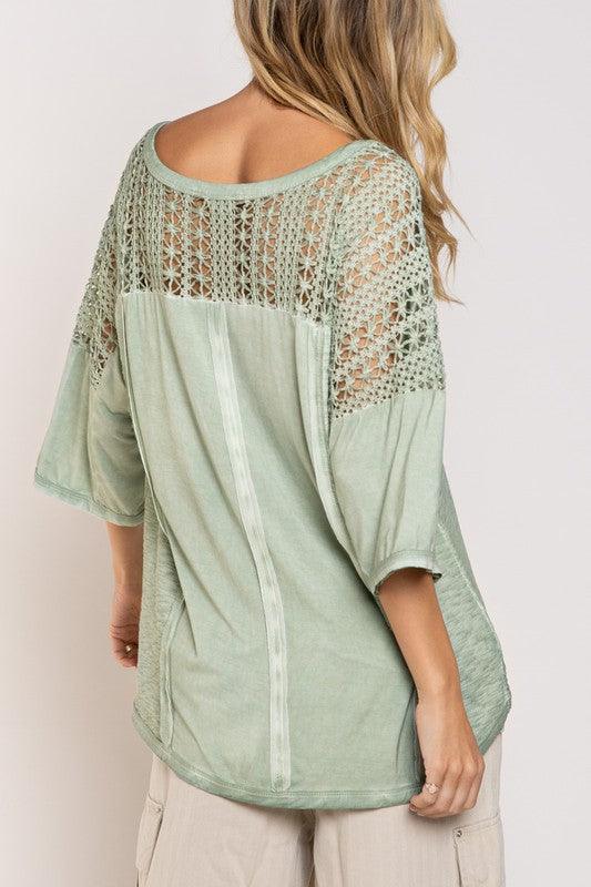 Feminine Boho Crochet Sleeve Top - Studio 653