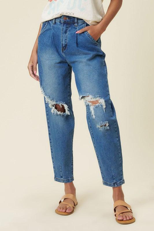 High-Rise Distressed Slouchy Jean - Studio 653