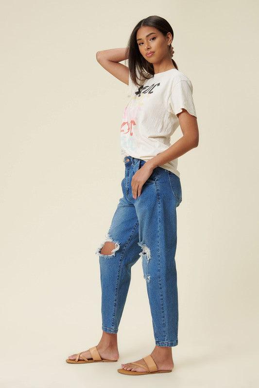 High-Rise Distressed Slouchy Jean - Studio 653