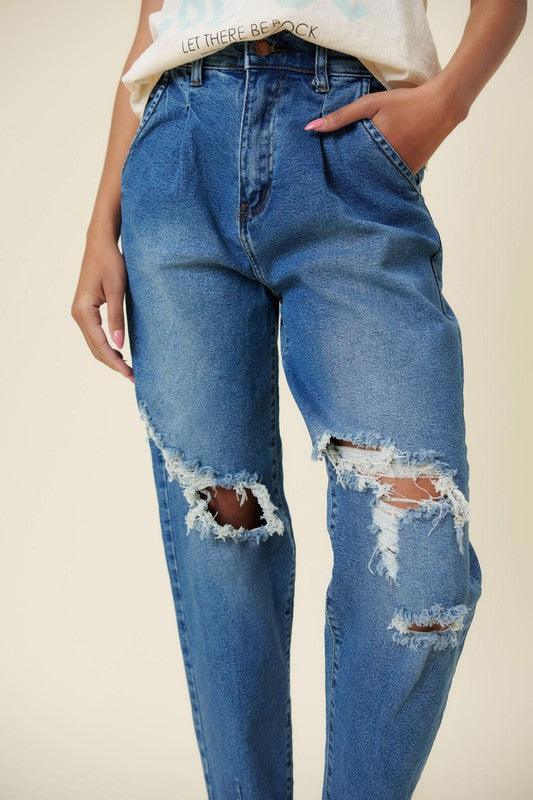 High-Rise Distressed Slouchy Jean - Studio 653