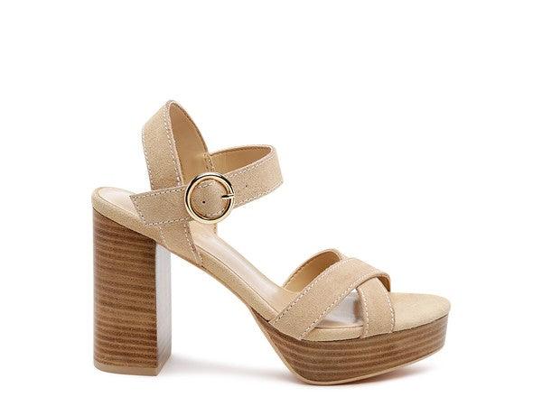 Choupette Suede Leather Suede Leather Block Heeled Sandal - Studio 653