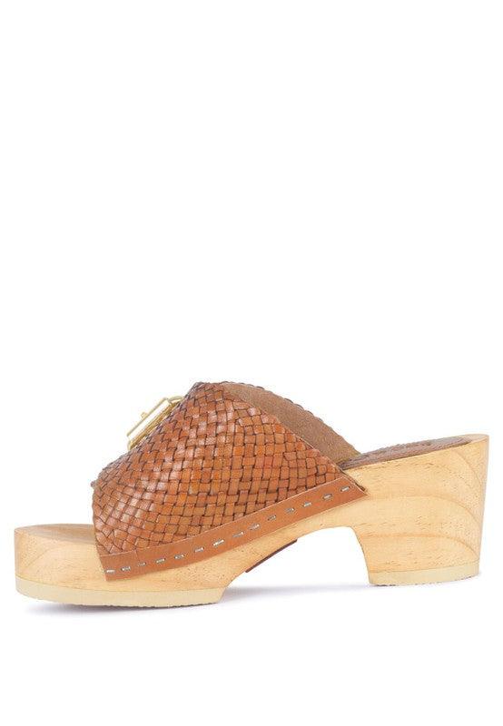 Braided Leather Buckled Slide Clogs - Studio 653