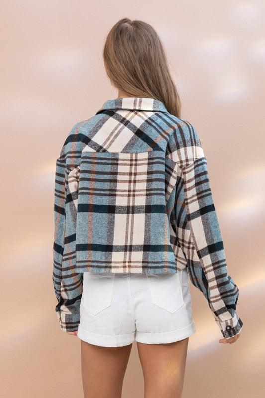 Plaid Crop Shirt Jacket - Studio 653