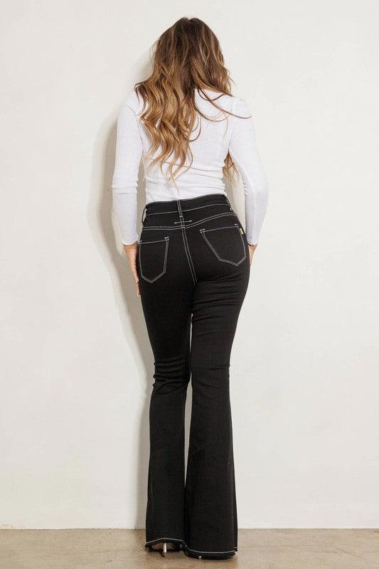 Black High-Rise Flared Leg Jean - Studio 653