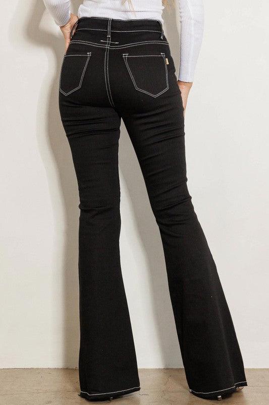 Black High-Rise Flared Leg Jean - Studio 653