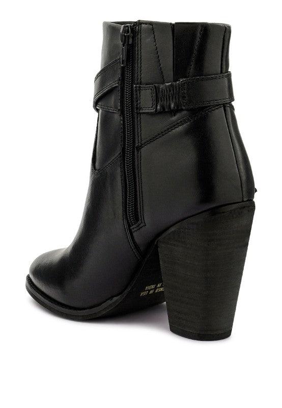 Cat- Track Leather Heeled Ankle Boots - Studio 653