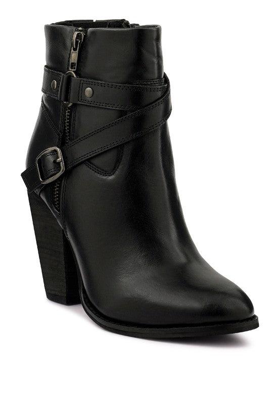 Cat- Track Leather Heeled Ankle Boots - Studio 653