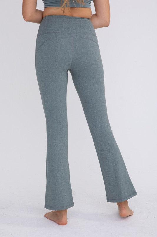 Flare Swoop Back High-Waisted Leggings - Studio 653